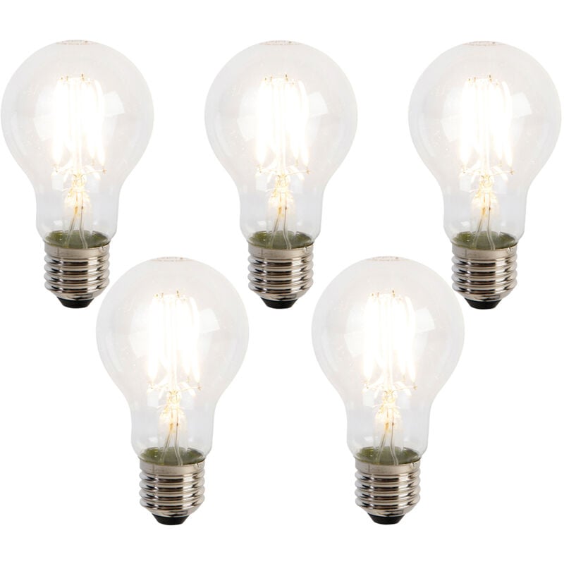 Lot de 5 Ampoule led à filament E27 A60 détecteur crépusculaire 4W 470lm 2700K - Luedd