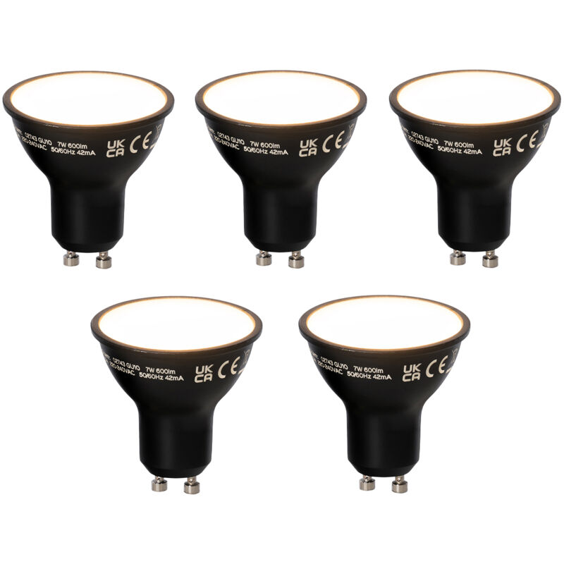 Luedd - Lot de 5 Lampe led intelligente GU10 dimmable noire 7W 600 lm 3000K