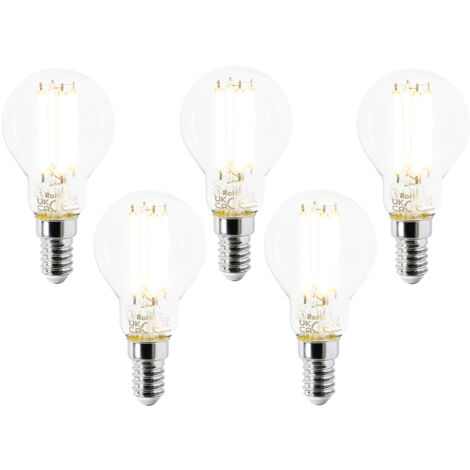 LUEDD Set di 5 lampadine LED E14 P45 trasparente 2,2W 470lm 2700K