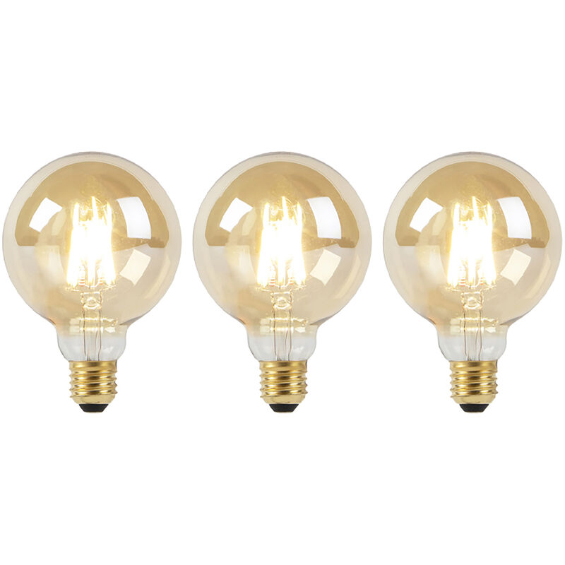 Luedd - Lot de 3 Ampoule led E27 dimmables à la chaleur G95 or 8W 806lm 2000-2700K