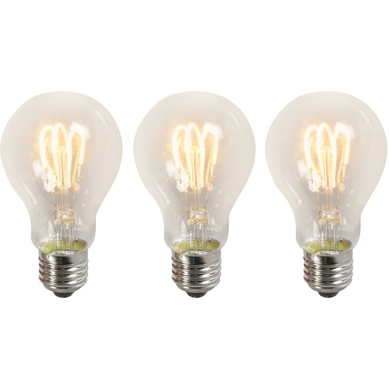 Lot de 3 lampes E27 led à filament torsadé A60 transparente 3W 210 lm 2200K - Luedd