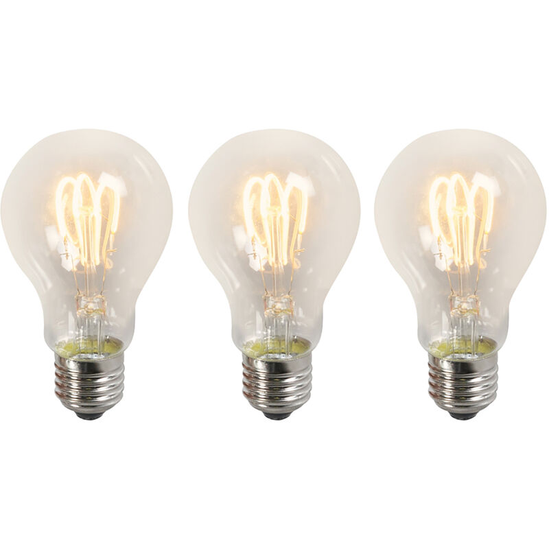 Image of Set di 3 lampade led a filamento intrecciato E27 A60 trasparente 3W 210 lm 2200K - Trasparente - Luedd