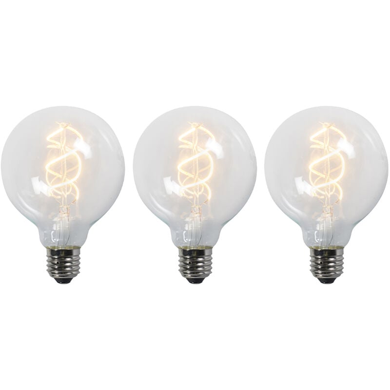 Image of LUEDD Set di 3 lampade LED a filamento intrecciato E27 G95 trasparente 5W 400 lm 2200K - Trasparente