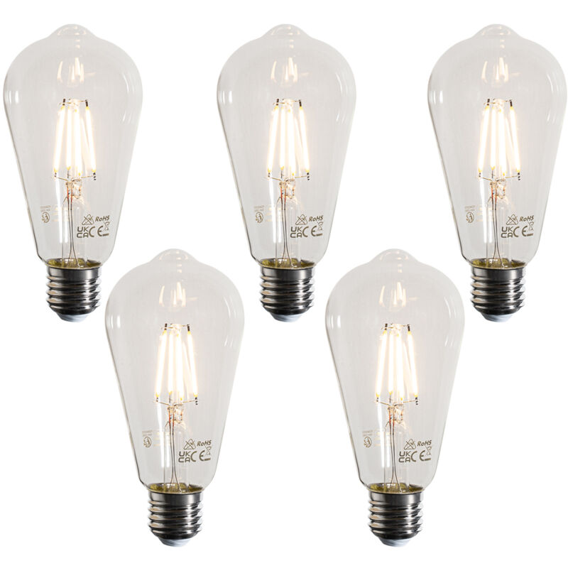 Luedd - Lot de 5 Ampoule à filament led E27 ST64 transparentes 4W 470 lm 2700K