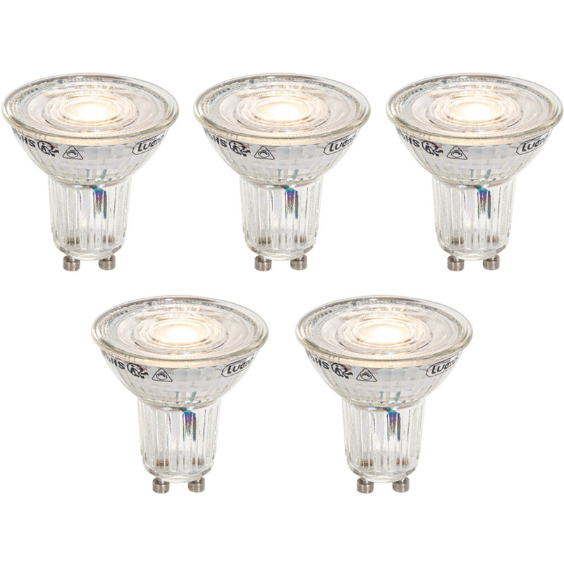Luedd - Lot de 5 Ampoule led GU10 50mm à intensité variable en Kelvin Transparent 4,9W 400 lm 2200-3000K Luedd - Lot de 5 Ampoule led GU10 50mm à intensité variable en Kelvin Transparent 4,9W 400 lm 2200-3000K