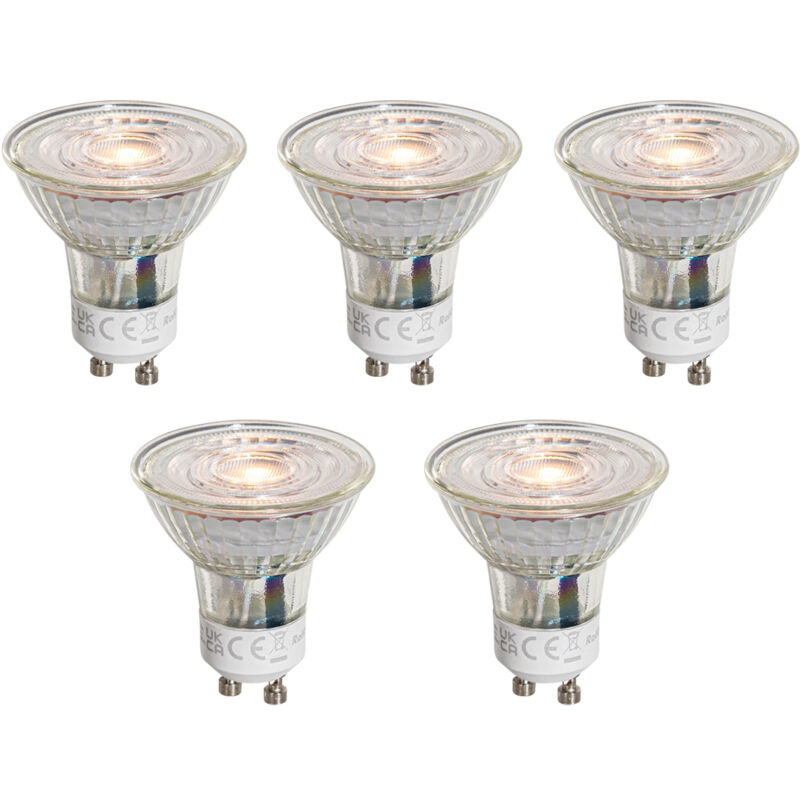 LUEDD Lot de 5 Ampoule LED GU10 50mm transparentes 4,5W 360lm 2700K LUEDD Lot de 5 Ampoule LED GU10 50mm transparentes 4,5W 360lm 2700K