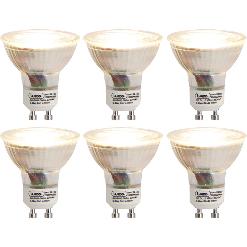 Set di 6 lampade led GU10 dimmerabili in 3 fasi