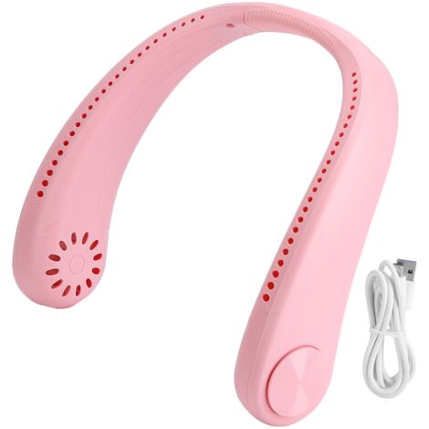 Lüfterblattloser USB-Nackenventilator, leise und tragbar, leicht für Sport, Reisen und Büro – Pink