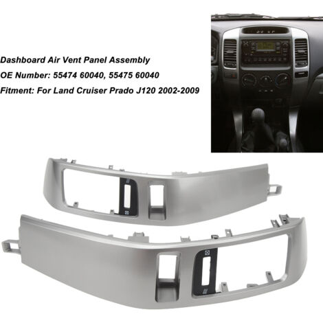 Lüftungsgitter für Armaturenbrett des Toyota Land Cruiser Prado J120 (120) 2002-2009 - Paar silberne ABS-Paneele