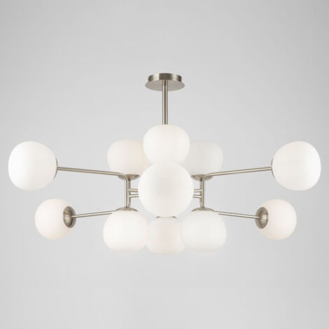 Lüster Kronleuchter Deckenleuchte Deckenlampe Designleuchte Metall Glas Nickel