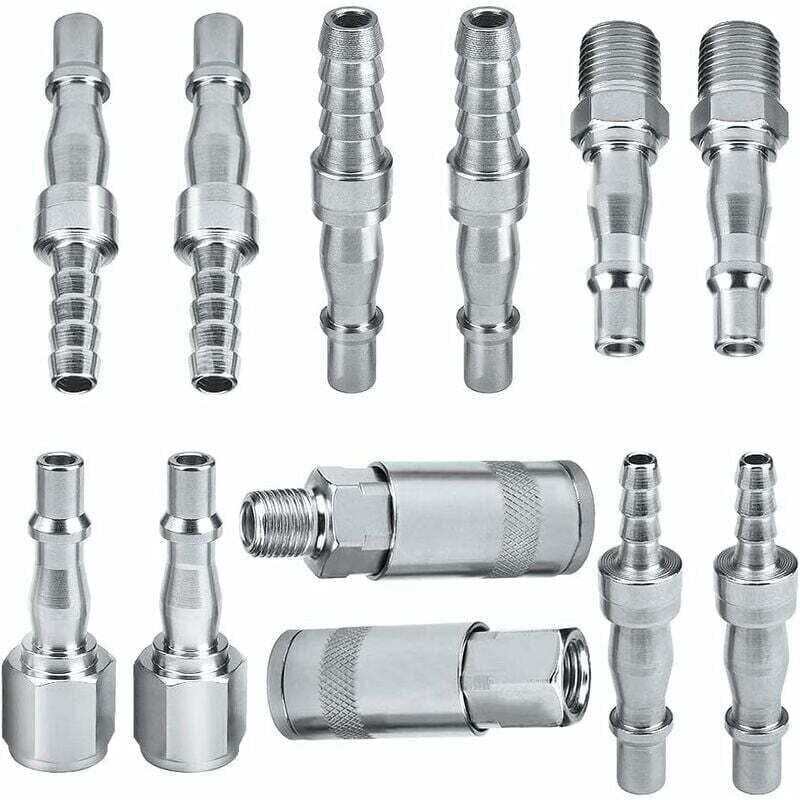 Image of Luftanschlüsse, 12 Luftarmaturen, 6,35 mm BSP-Luftschlauchanschlüsse für 6, 8 und 10 mm Schläuche