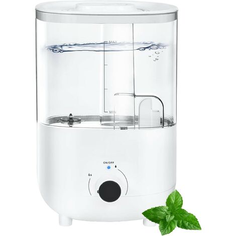 Luftbefeuchter- 2,6L, Aromadiffusor, 26 dB leise, mit großem Wassertank für Zuhause/Yoga/Büro, weiß