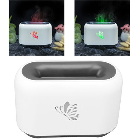 Luftbefeuchter [Deluxe] [Flammen-Diffusor 150 ml] mit LED-Flammeneffekt und ätherischen Ölen für Büro, Auto, Spa, weiß, ABS/PP, 341 g