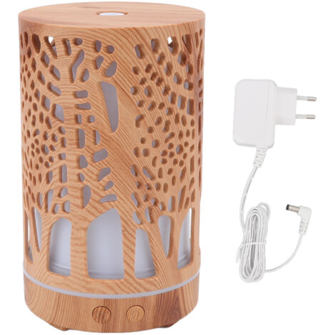 Luftbefeuchter im Holzdesign (200 ml) – 8-W-Leise-Luftbefeuchter mit farbiger LED und automatischer Abschaltung – Für Auto und Zuhause – EU-Stecker (100–240 V)