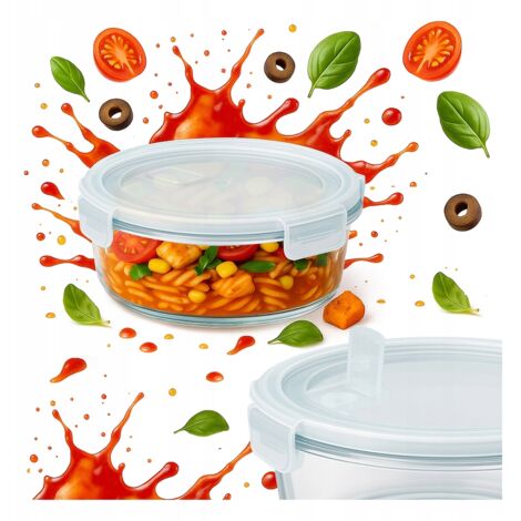 Luftdichten, runden Glasbehälter (620 ml) für die Lunchbox – ideal für Arbeit und Schule