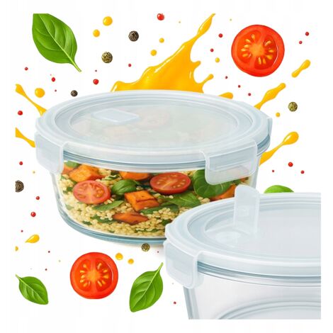 Luftdichten, runden Glasbehälter (950 ml) für die Mittagspause in der Schule