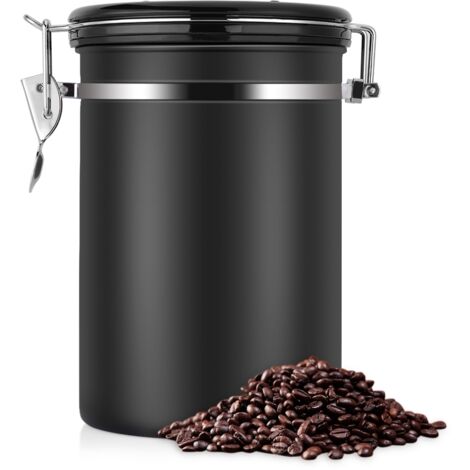 Luftdichter Edelstahl-Kaffeebehälter – Schwarz – 1,8 l Fassungsvermögen – Küchenbehälter
