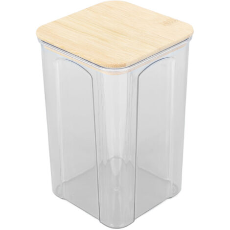 Luftdichter, transparenter Aufbewahrungsbehälter mit Bambusdeckel für Nudeln, Mehl, Getreide, Reis, Tee, Kaffee – 1400 ml