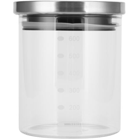 Luftdichter Vorratsbehälter mit Edelstahldeckel und Skala – 600 ml