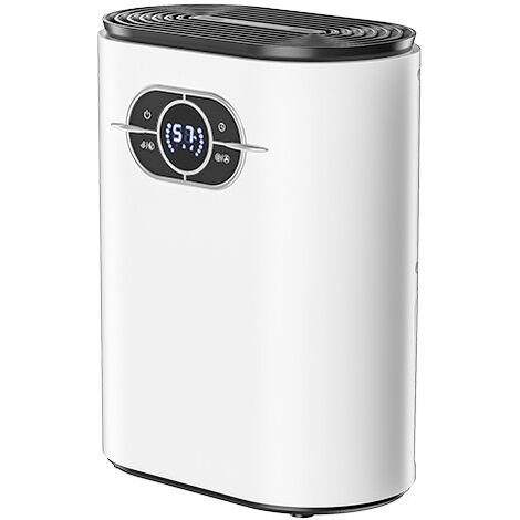 Luftentfeuchter 450ml/Tag, leiser elektrischer Luftentfeuchter mit 2500ml Tank, kontinuierliche Entwässerung, 24h Fernbedienung Timer, Entfeuchtung von Räumen bis 20m²/30m³, weiß