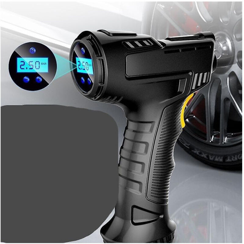 Image of Trade Shop Traesio - Trade Shop - tragbarer auto-luftkompressor 12V raddruck mit led-anzeige 120W -