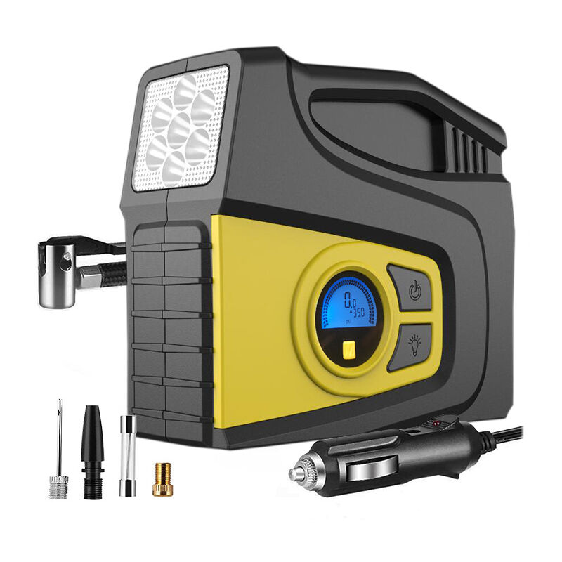 Luftkompressor-Reifenfüller, tragbarer Luftkompressor, Autoreifen-Luftpumpe mit 100 PSI digitalem Manometer, 12 V DC-Reifenpumpe mit LED-Leuchten,