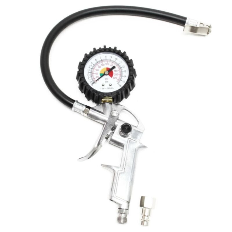 Image of Luftkompressorpistole mit Manometer (0-16 bar) für Auto- und Motorradreifen