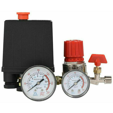 Luftkompressorventil Kleiner Luftkompressor-Druckschalter-Steuerventilregler mit -Messgeräten