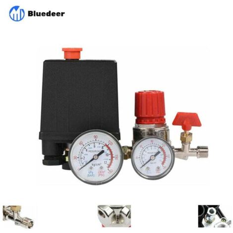 Luftkompressorventil, kleiner Luftkompressor-Druckschalter, Steuerventilregler mit Messgeräten, Bluedeer