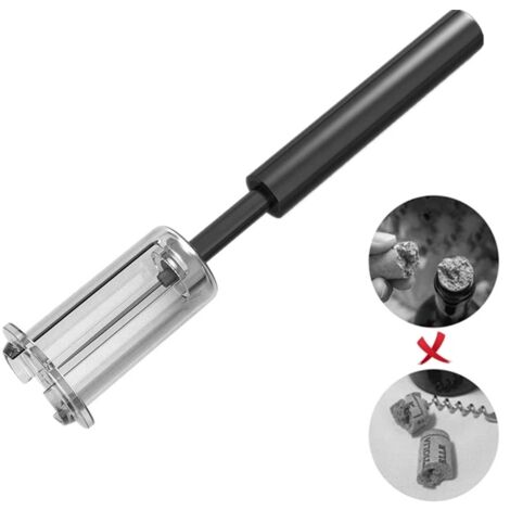 Luftpumpen-Weinkorkenzieher, Barzubehör, sicherer tragbarer Edelstahl-Korkenzieher, Flaschenöffner mit Luftdruck, Küchenaccessoires, Schwarz
