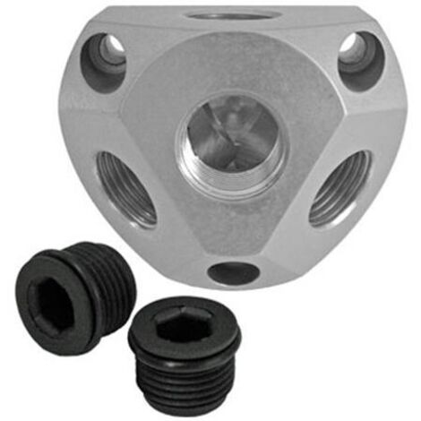 Luftverteilerdose Alu Wallbox 1"  mit 3 x 1/2"