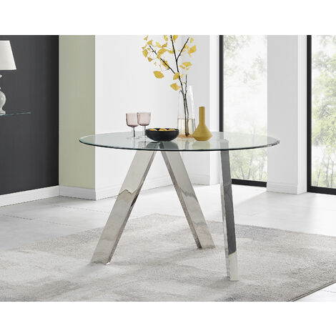 main image of "Lugano Round Glass and Chrome Dining Table"