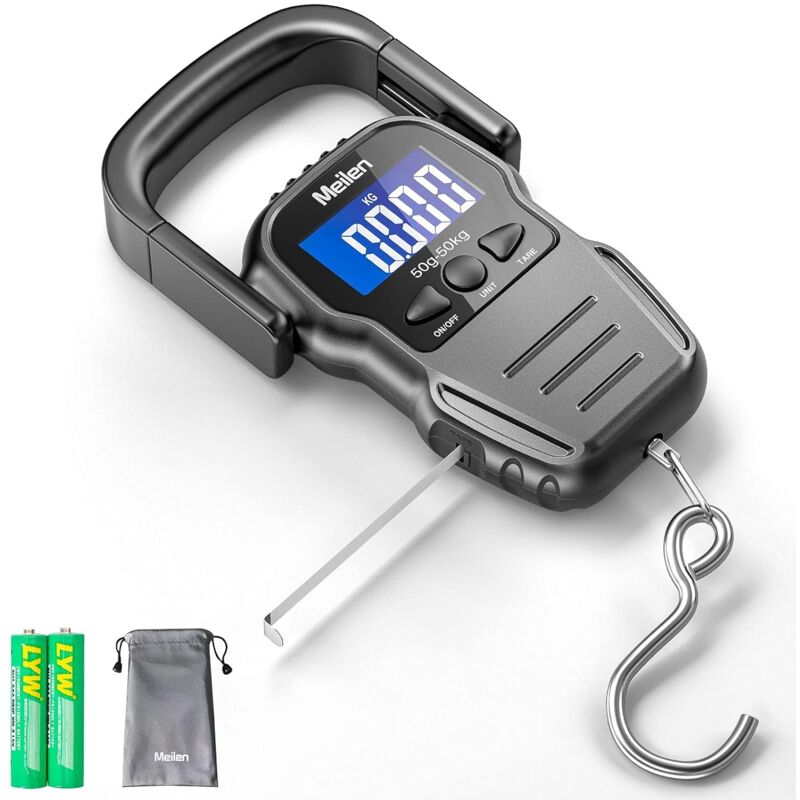Luggage Scale, 110 lb/50 kg Luggage Weight Scale with Backlit lcd Display, Digital Fish Scale with Tape MeasurePortable Hanging Scale Suitcase Scale