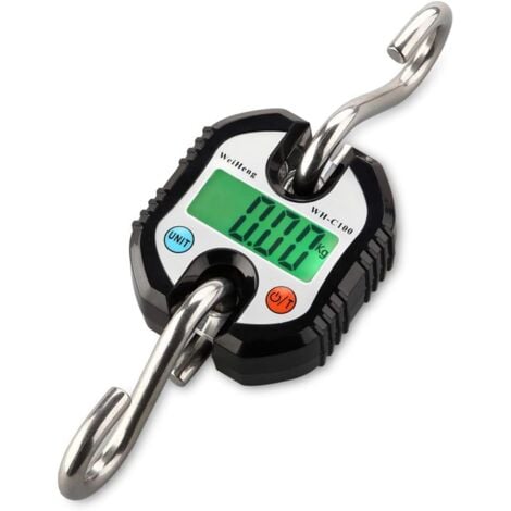 Luggage Scale Suitcase with 2 Hooks Stainless Steel Digital Crane Portable LCD Electronic Hanging Scale Weighing Scale for Home Farm Factory Hunting 150kg (Black)