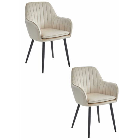 LUGO Stuhl – beiger Samt / schwarze Beine x 2