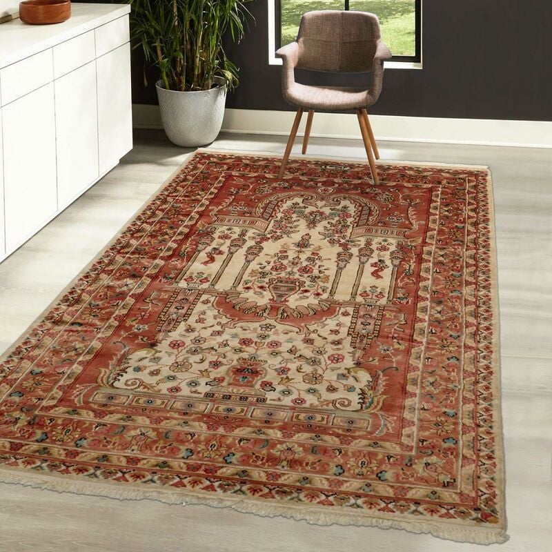 

Alfombra de prestigio oriental jihangir 63 1a2t seda beige - Beige