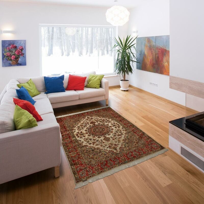

Alfombra de oriental de prestigio jihangir 83 1a2t seda beige - Beige