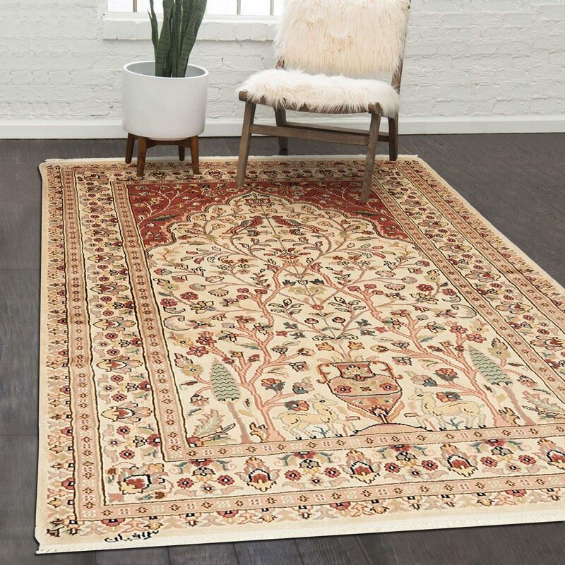 

Alfombra de prestigio oriental jihangir 98 1a2t seda beige - Beige