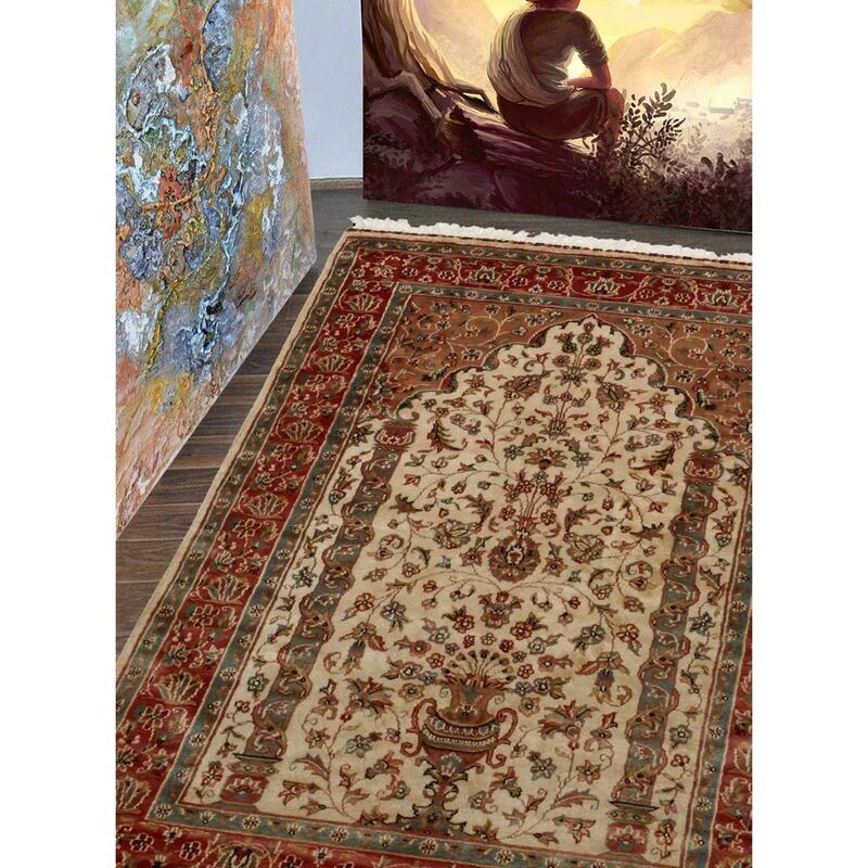 

Alfombra de prestigio oriental jihangir 93 1a2t seda beige - Beige