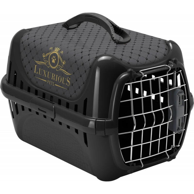 

Animallparadise - Lujoso transportín para gatos o perros pequeños, negro, máximo 5 kg