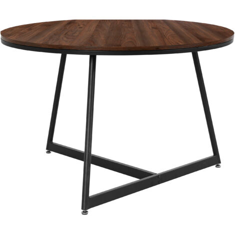 Luka-Table de salle à manger Ronde 120 cm 4 places en aspect noyer