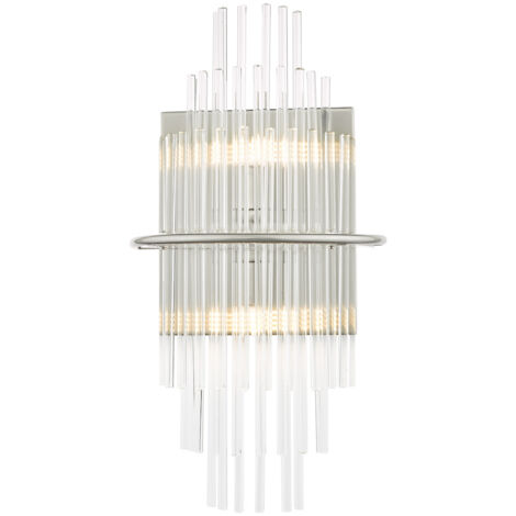 Lukas Applique murale Designer à 2 ampoules, tiges en verre chromé poli