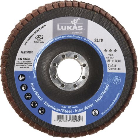 LUKAS Lamellenschleifscheibe 125mm SLTR CeramicAd Keramik Schleifscheibe - Schleiflamellenteller Körnung 40