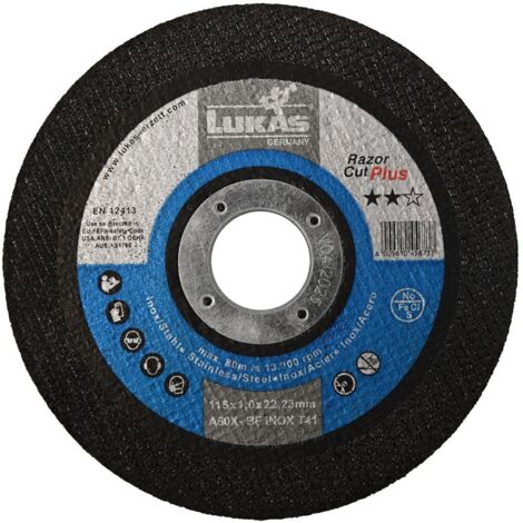 Lukas Metallscheibe 125mm x 1,0mm Razor Cut Plus Inox A60X-BF, schnelles und präzises Schneiden, ideal für Edelstahl, hohe Festigkeit und Haltbarkeit.