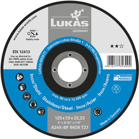 LUKAS Schruppscheibe Promaxgekröpft A24X-BF ø 125 x 6 mm Inox/Stahl