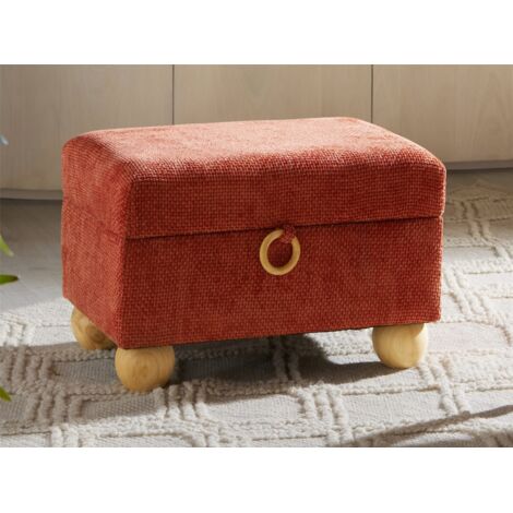 Lukman Dicker Chenille-Hocker, rot, 33 cm. 49 x 33 x 33 cm
