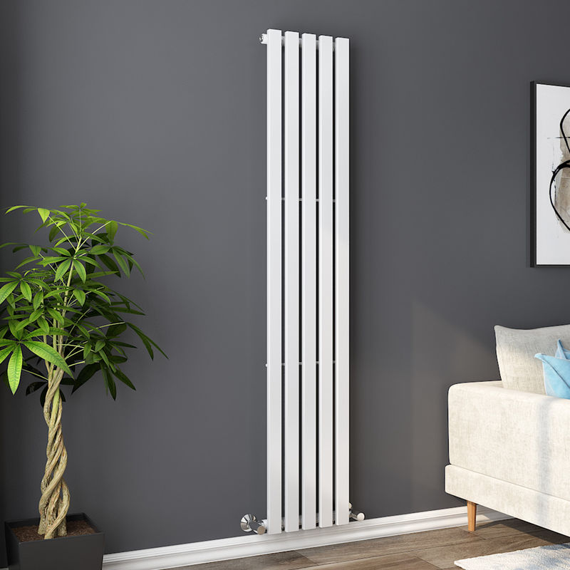 Warmehaus - Lulea 1800 x 340mm White Single Rectangular Panel Vertical Radiator