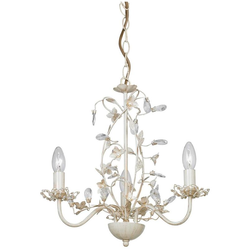 Endon Lighting - Endon Lullaby - 3 Light Multi Arm Ceiling Pendant Flower Design Cream Brushed Gold, Pearl Effect Acrylic, E14