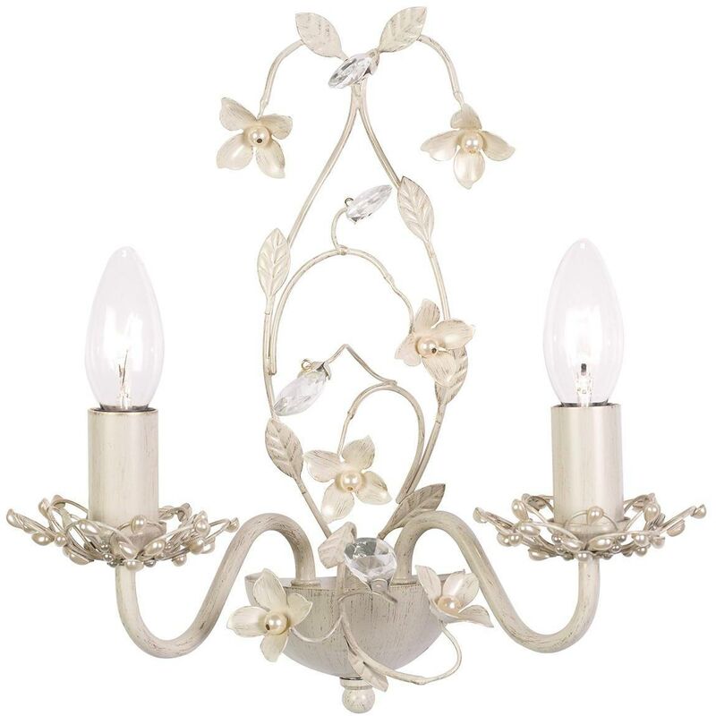 Endon Lighting - Endon Lullaby - 2 Light Indoor Candle Wall Light Clear, Cream with Brushed Gold, E14