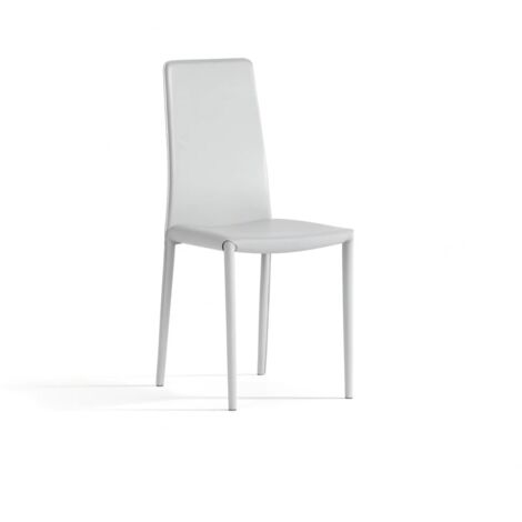 Luma, Set di 4 sedie in similcuoio Bianco (42cm X 41cm H. 95cm)  Duzzle